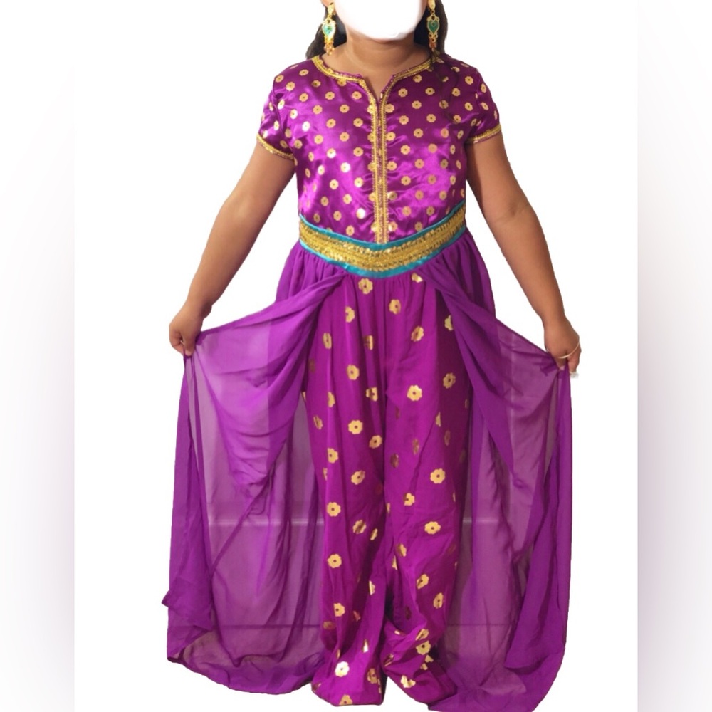 Disney Aladdin Live Action Jasmine Purple Girls Halloween Costume S 10/12 NEW